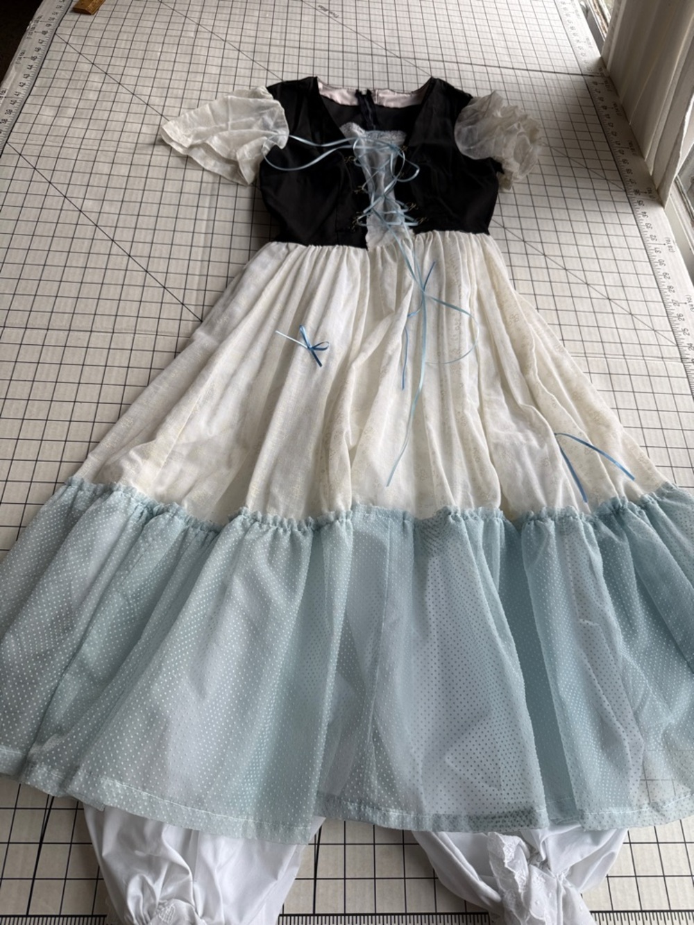 Vintage Handmade Folk Costume Dress w Bloomers Prairie Peasant Oktoberfest Lace